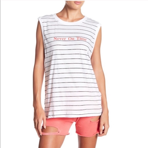 Wildfox “Never On Time” Sleeveless Muscle Tank Top - Picture 1 of 7